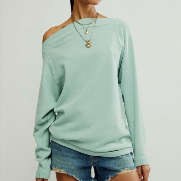 Free People Mint Long Sleeve Top New with tags - Picture 2 of 3